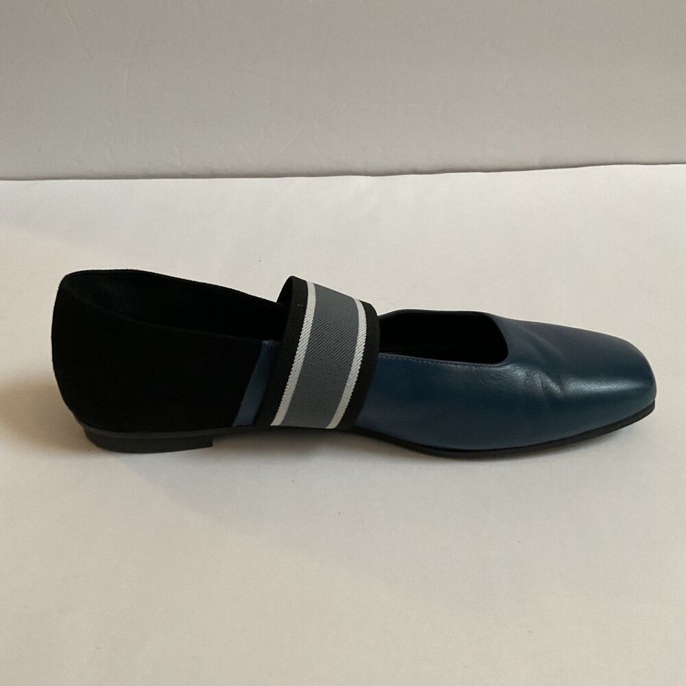M.Gemi The Ballare Ballet Flats 39.5 US 8.5 Leather Blue Square Toe Italy Luxe - Picture 3 of 10